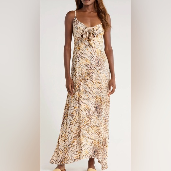 Elan Dresses & Skirts - Elan cut out tie front cover-up sundress, maxi, neutral Sahara medium